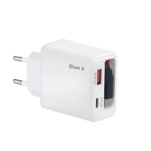 PD Charging Adapter Foldable Prong Built-in Type-C Cable US EU UK Plug Available