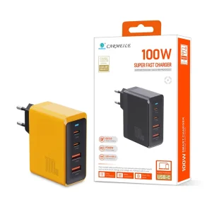 PD Fast Charging Wall Charger 4 (2 USB A + 2 USB C) AUS Plug Black Design 100W Multi Device Adapter Laptop Camera