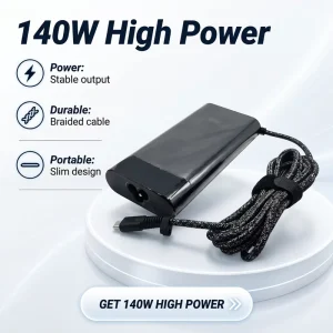 PD Type-C Braided Cable 140W Laptop Charger OTP/OVP Protection 28V 5A AC Adapter