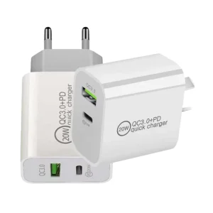 PD20W PD3.0 Type C USB Fast Charging Wall Charger with OVP & OTP Protection for Laptop Android