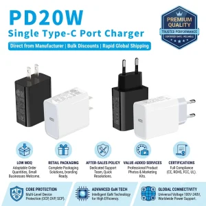 PD20W USB C Power Adapter Fast Charging Wall Charger EU US JP 20W Type C for Mobile Phone 16 15 Fast Charger