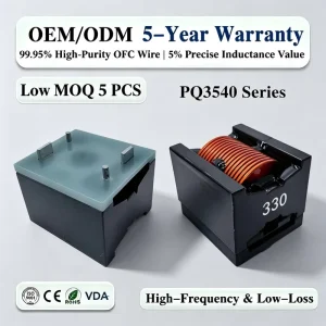 PQ3540 Flat Wire High Current Power Inductor 6.8uH 33uH 2.1m DCR 45A 78.2A Ferrite Core 10 15 Turns Solar Inverter EV Charger