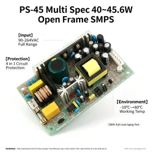PS 45 12 45W Open Frame Power Supply Single Output 12V 3.7A SMPS PCB Board 110V 220V AC to 15V 24V DC Power Supply