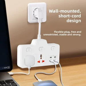 Plug Extension Multi Plug Extension Sockets with USB Wall Plug Adapter 3 Way Turn 1 Into 2 Power Extension Adapter