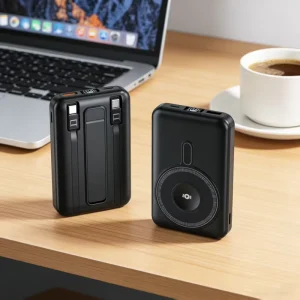 Portable 10000mAh Magnetic Wireless Charging Power Bank Built-in Cables & External Battery