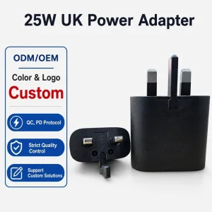 Portable 25W PD Mobile Phone Charger, UK Plug, 9V 5V 3A, OCP OVP Protection, Universal Wall Charger