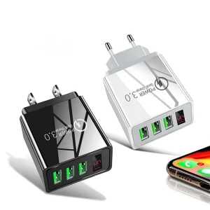 Portable 3-USB Wall Charger Digital Display Travel Adapter US/UK/EU Plug 5V 3A OTP Protected