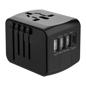 Portable All in One 35W PD USB C Charger Adapter QC3.0 Compatible 3 USB + 1 Type C Ports 100-250V Input Travel Adapter