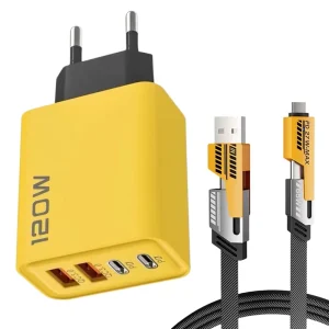 Portable Dual Type-C 120W PD3.0 Fast Charging QC3.0 OVP OTP Protection Multi-Port Wall Charger ABS Fireproof Material Adapter