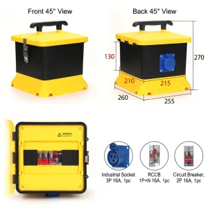 Portable Electrical Box Waterproof Socket Industrial Power Distribution Box IP67 Protection Outdoor