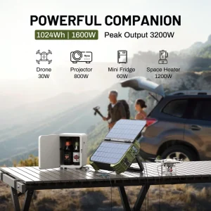 Portable Energy Storage Power Supply Solar Panel Self-Charging 1000W 1600W AC/DC Power Station for Outdoor Emergency Use