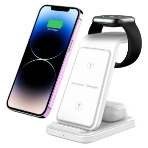 Portable Magnetic Folding 3 in 1 Wireless Charger 15 Watt Mobile Phone Charging Station for iPhone and Smart Watch and Earphone