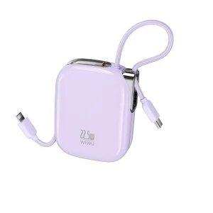 Portable Mini 22.5W Power Bank with Dual Built-in Cables, 10000mAh Capacity