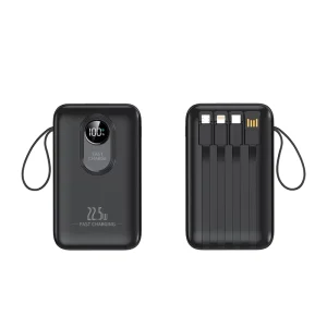 Portable Power Bank with 10000mAh Large Capacity 22.5W Fast Charging Built-in Cable and Customizable Logo Printing