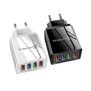 Portable QC3.0 Fast Charge Standard 4USB Data Chargers for Universal Quick 4 Ports EU US UK Plug Fast Chargers Adapter