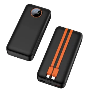 Portable Slim 20000mAh Charger Built-in Charging Cables Power Bank Fast Charging