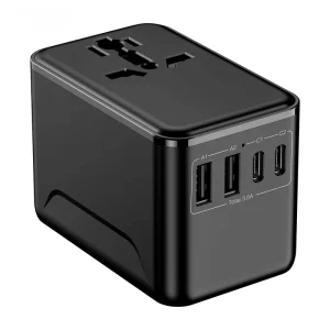 Power Charger International Universal Travel Adapter 2 Type-C 2 USB Ports PD 17.5W Fast Charging GaN Material All-in-One Design
