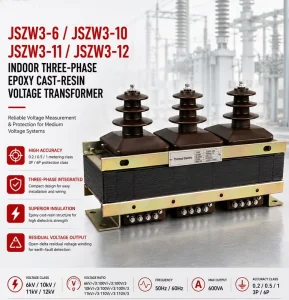 Power Distribution 10kV Indoor Three Phase Voltage Transformer JSZW3-10 for Switchgear Metering Protection Industrial Project