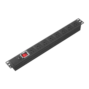 Power Distribution Unit 19” 1U 8 Way American Standard Socket with Aluminum Alloy Overload Protector and On-off Switch