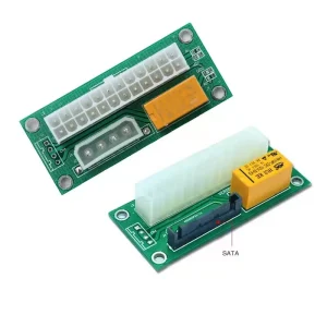 Power Supply Adapter Sync Start Card PSU Jumper Connector with SATA for GPU HDD Fan