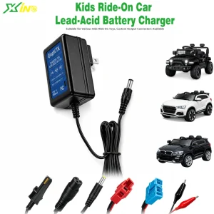 Premium 12V 1A Kids Ride-On Car Charger CE/FCC Certified Universal Plug (US/EU/UK) 12-Month Warranty Lead-Acid Battery Charger