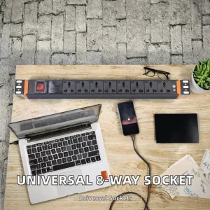 Professional 19 Inch Rack Mount Steel PDU Power Distribution Unit 8 Port Universal Socket Data Center 144V DC Cabinet