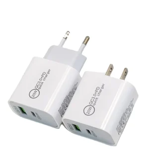 QC3.0 20W USB-C PD Charger, 2-in-1 Dual-Port Phone Charger with Type-C Cable