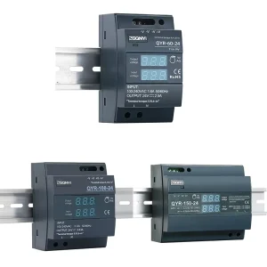 QYR Series 60W 100W 150W 5V 12V 15V 24V 48V AC/DC DIN Rail Switching Power Supply with Digital Display for Automation