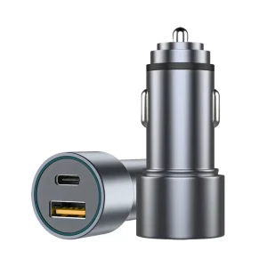 Quick Mini Fast Portable QC 3.0 PD 36w 38w 12v 24v Dual Type c USB Aluminium Car Charger Adapter With 5V3A 9V2A For Mobile Phone