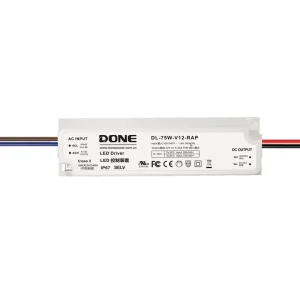 RAP Series 75W 12V IP67 Waterproof Class II LED Driver Landscape Outdoor Signage Lighting Power Supply