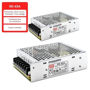 RD 65A Series 65W Dual Output Switching Power Supply 5V 6A 12V 3A Industrial LED DC Power Supply 3 Year Warranty High