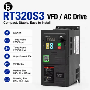 RT320S3 0.4~5.5KW Inverter Static Frequency Converter 1Phase to 3Phase 220V Fan Motor Speed Regulator