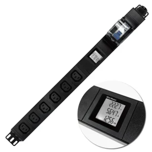 Rack Mount PDU 1U IEC C13 6-Way 30A 220V-250V Power Distribution Unit with LCD