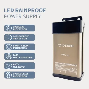 Rainproof 100W 12V 24V AC DC IP45 Aluminum Housing LED Power Supply for LED Signage Lighting with BIS Switching