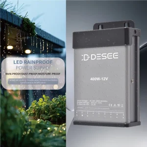 Rainproof 400W AC DC 12V 24V IP45 Aluminum Housing LED Power Supply for LED Signage Lighting with BIS Switching