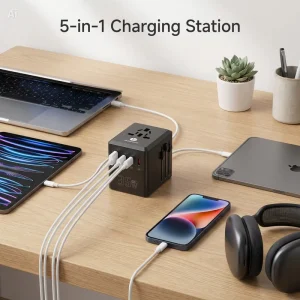 Ready to Ship Multi Plug Travel Adapter 35W GaN USB C All in One Worldwide EU to UK Plug Global Power Converter for Home Office