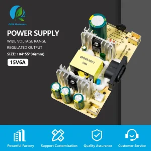 Regulated Switching Open Frame Power Supply Board Dual Output Type High Power 6A Output Current 15V for Industrial Use PCB