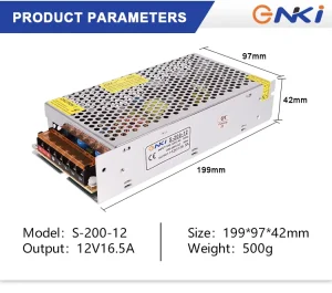 S 200 12 AC DC Single Output 200W 12V 16.5A Aluminium LED SMPS Industrial Switching Power Supply for LED Strip Lighting