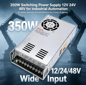 S 350 Series 350W Enclosed Switching Power Supply 12V 24V 36V 48V Single Output with Built in Fan 110V 220V Switchable