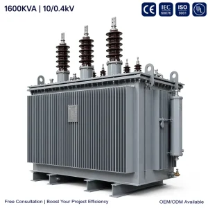 S20 1600kVA Copper Winding Oil Immersed Power Transformer 10kV/0.4kV 3 Phase Ultra-High Efficiency IEC 60076 CE