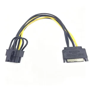 SATA 15 Pin to 8 Pin 6+2 PCIe GPU Power Adapter Cable 20cm Graphics Card Power Converter