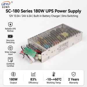 SC-180 Series 180W Power Supply with Battery Charger 12V 24V Output UPS for CCTV Access Industrial