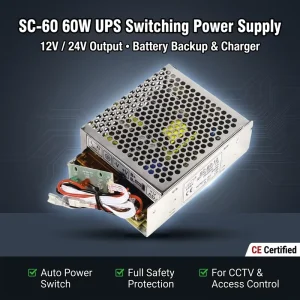 SC 60 60W UPS Switching Power Supply 12V 24V DC Uninterruptible with Battery Charging Function for Door Access Control System