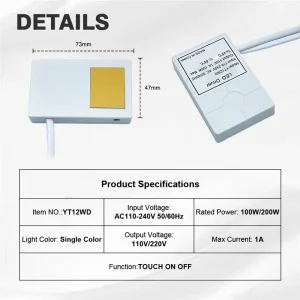 SHINECHIP 110V 220V 12W 1A Smart Bathroom LED Mirror Light Touch Sensor Switch with Dimming IP20