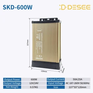 SKD-600W-12V Rainproof Led Power Supply for LED Signage Lighting with BIS Switching Power Supply