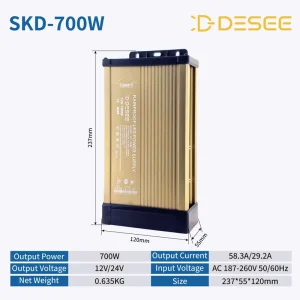 SKD-700W-12V Rainproof Led Power Supply for LED Signage Lighting with BIS Switching Power Supply