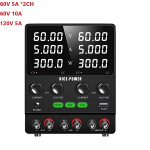 SPS605-2KD 60V 5A Switch Dual DC Regulated Power Supply LED Display Adjustable Double Channel Lab Bench Power Source
