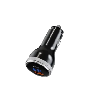 SUNDA Black Voltage Display Fast Car Charger 51W PD30W PPS33W QC18W SCP Metal Ring Design Retractable Cable 360 Rotation Laptop