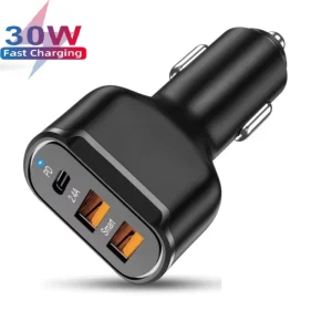 SYH 30W 3 Port Universal Car Charger PD+2.4A Dual USB Fast Charging Magnetic Power Supply Adapter 3 in 1