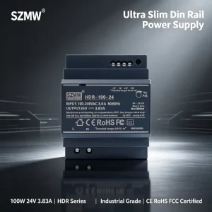 SZMW HDR-100-24 Slim Industrial Power Supply, Global Wide Voltage Range, Secure Insulation for Electronic Automation Field